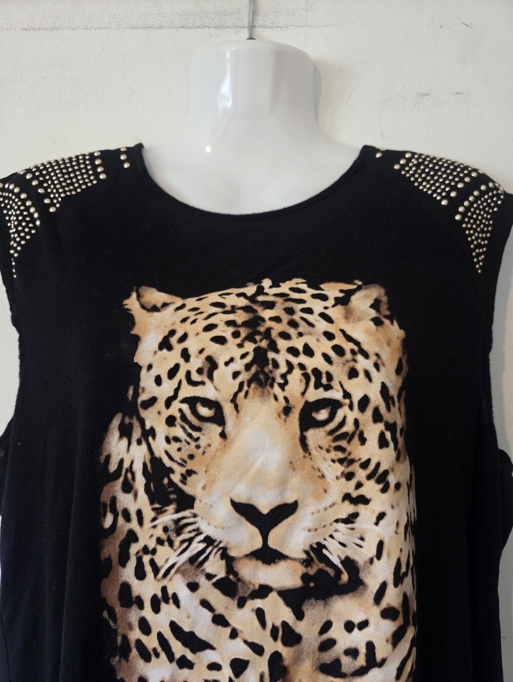 Forever 21 Prowling Leopard Graphic Tunic Top with Studded Shoulders